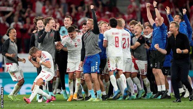 Denmark players celebrate
