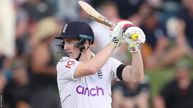 England's Harry Brook bats in first Test v New Zealand at Mount Maunganui