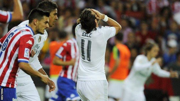 Gareth Bale started in a more central attacking role for Real Madrid at Sporting Gijon