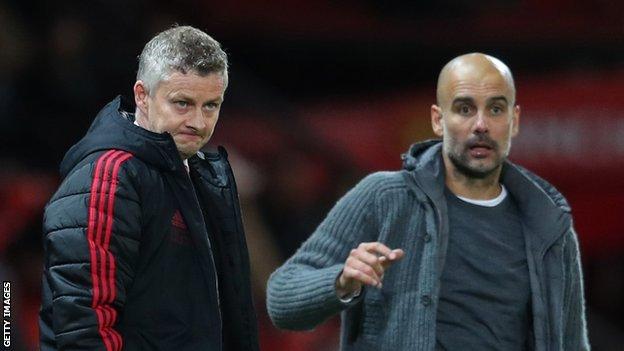 Manchester United manager Ole Gunnar Solskjaer (left) and Manchester City counterpart Pep Guardiola