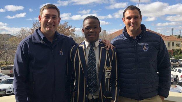 First-team head coach Wessel du Plessis, centre Wycliff Vlitoor and director of rugby Bobby Joubert