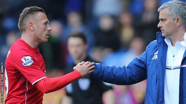 Craig Bellamy with Jose Mourinho