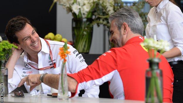 Toto Wolff and Mauricio Arrivabene