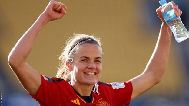 Barcelona's Irene Parades celebrates following victory for Spain