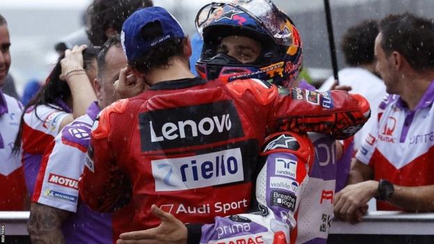 Jorge Martin is congratulated after winning the Japan MotoGP