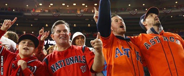 Washington Nationals and Houston Astros fans at Nationals Park