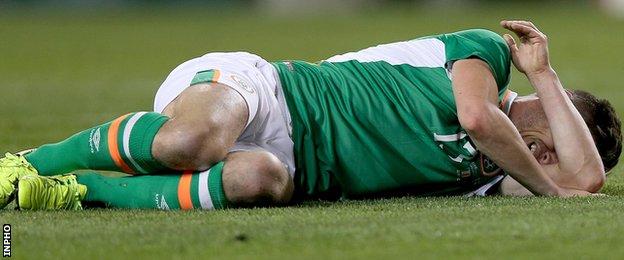 Kevin Doyle's match ended early as he was carried off injured in the first half