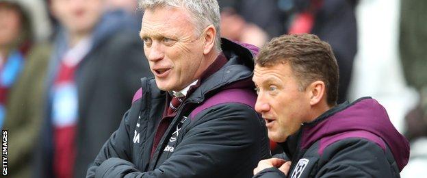 West Ham United manager David Moyes and assistant Billy McKinlay