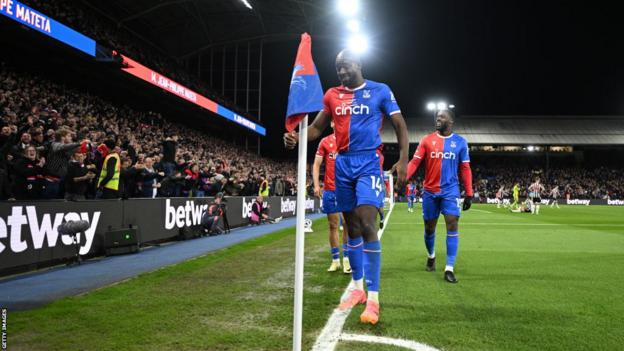 Jean-Philippe Mateta celebrates scoring for Crystal Palace against Newcastle