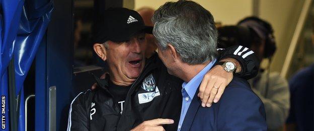 Albion head coach Tony Pulis and Chelsea manager Jose Mourinho