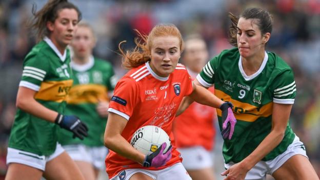 Armagh's Blaithin Mackin in action against Kerry's Emma Costello.