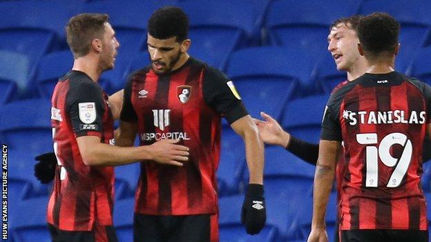 Bournemouth celebrate Dominic Solanke's goal
