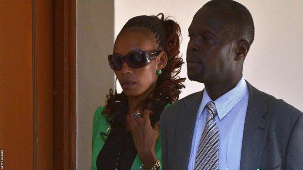 Rita Jeptoo (left) arrives at a doping hearing at Athletics Kenya's headquarters in Nairobi in January 2015
