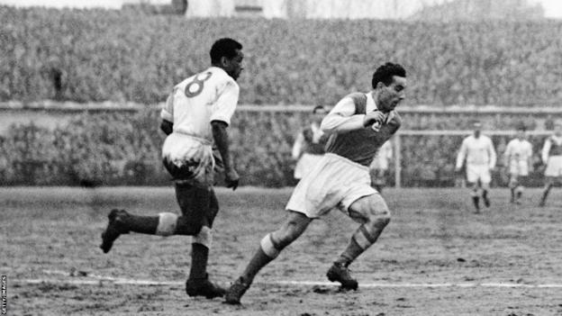 Morocco's Larbi Benbarek (left) in action