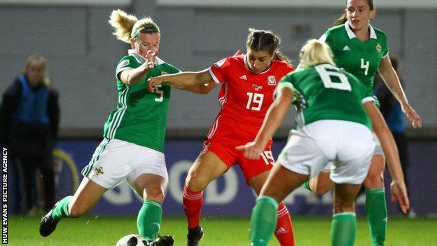 Megan Wynne on the ball v Northern Ireland