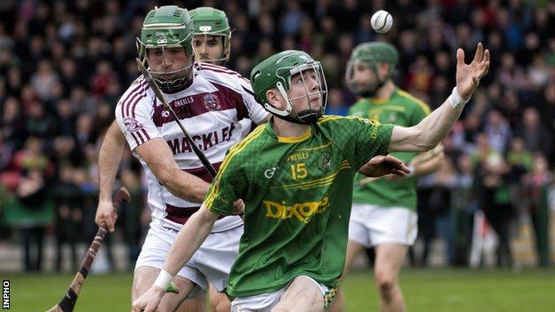 Slaughtneil's Cormac McKenna battles with Dunloy's Conal Cunning in the Ulster Club semi-final two years ago