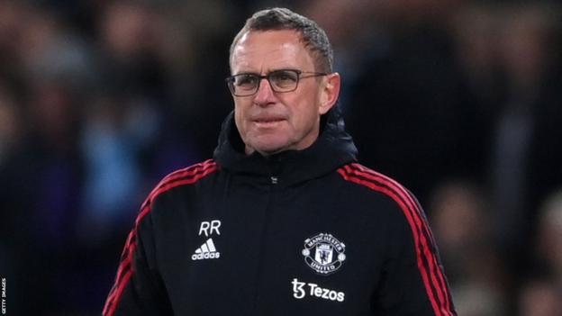 Ralf Rangnick watches on during his stint as Manchester United boss