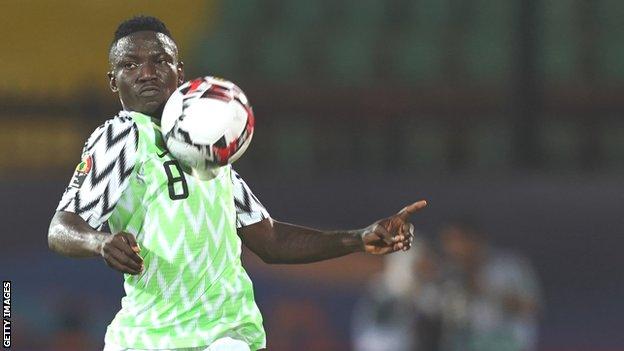 Peter Etebo in action for Nigeria