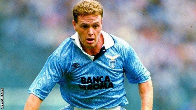 Paul Gascoigne playing for Lazio