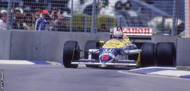 Nigel Mansell in action during the 1986 Australian Grand prix