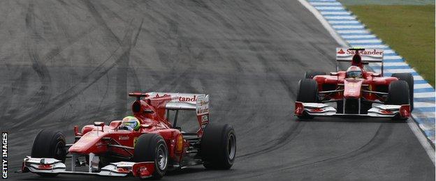 Felipe Massa and Fernando Alonso at the 2010 German GP