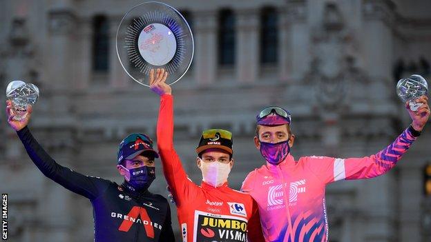 Richard Carapaz, Primoz Roglic, Hugh Carthy