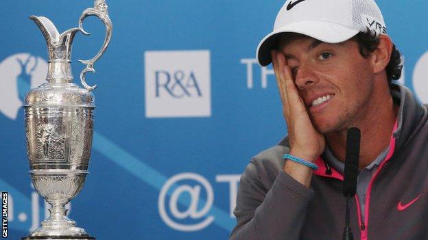 Rory McIlroy with Claret Jug after winning the 2014 Open Championship