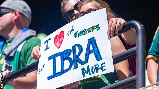 A Portland Timbers and Zlatan Ibrahimovic fan shows both her home team devotion and her admiration for the LA Galaxy striker