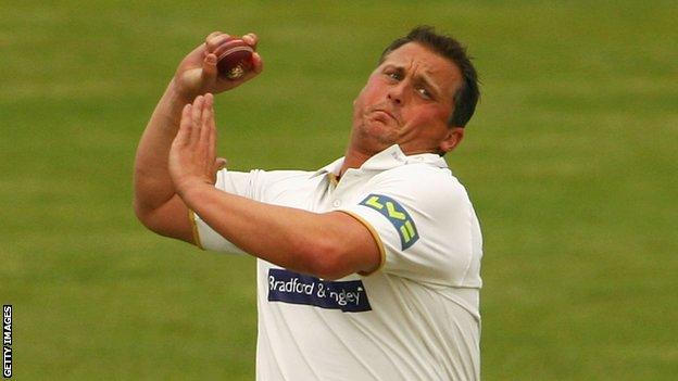 Darren Gough bowling for Yorkshire in 2008