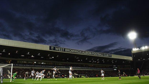 West Brom in action against Chelsea at The Hawthorns