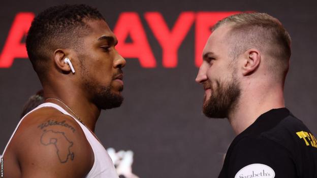 Anthony Joshua faces off with Otto Wallin