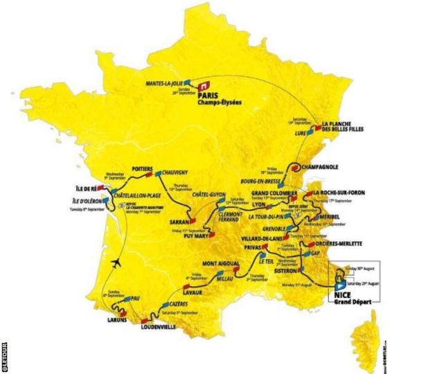 Tour de France map