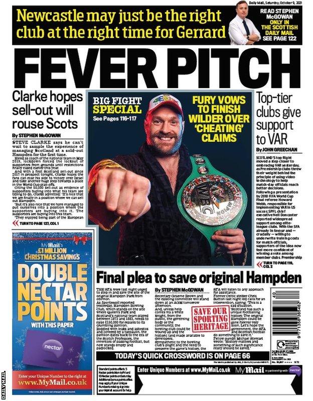 The back page of the Scottish Daily Mail on 091021