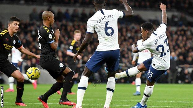 Tottenham Hotspur 2 0 Manchester City Steven Bergwijn Scores Superb Debut Volley As Spurs Win Bad Tempered Affair Bbc Sport