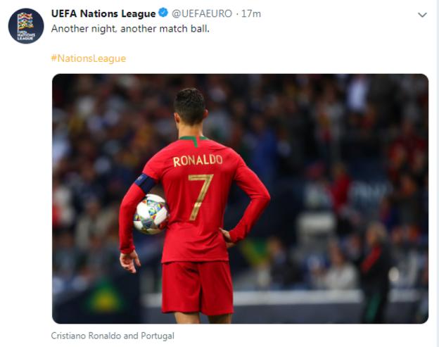 Uefa tweet about Ronaldo