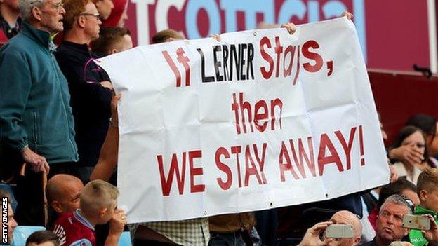 Villa fans have protested at Lerner's ownership of the club