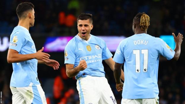 Rodri celebrates for Manchester City