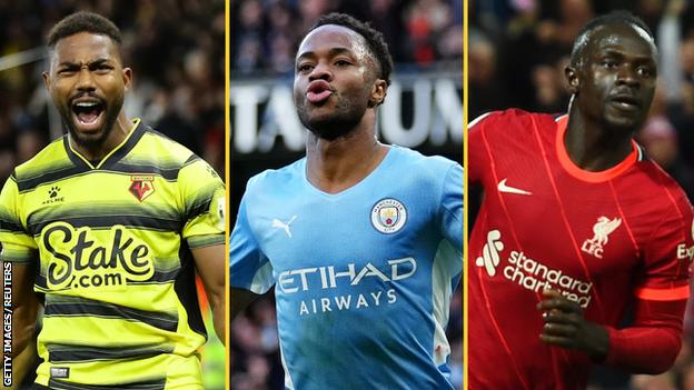 Emmanuel Dennis (Watford), Raheem Sterling (Manchester City), Sadio Mane (Liverpool)