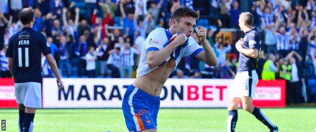 Kilmarnock's Greg Kiltie celebrates against Falkirk