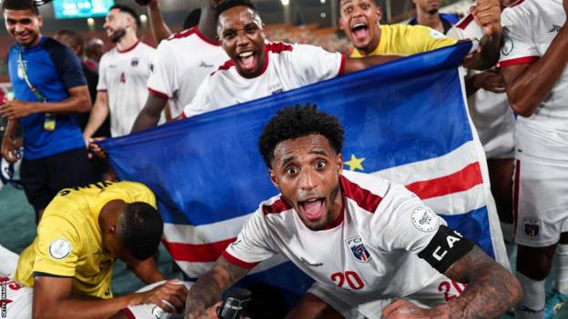 Cape Verde forward Ryan Mendes celebrates after scoring his team's first goal from the penalty spot during the Africa Cup of Nations (Afcon) 2023 round of 16 football match between Cape Verde and Mauritania