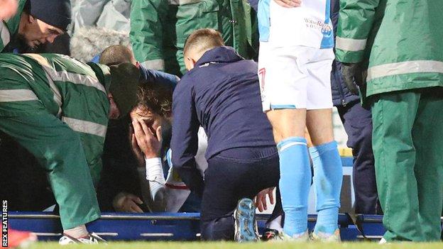 Bradley Dack was injured in the 65th minute of Blackburn's 0-0 draw with Wigan in the Championship on Monday