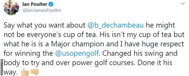 England's Ian Poulter and others gave DeChambeau credit for following through on his decision to change his game