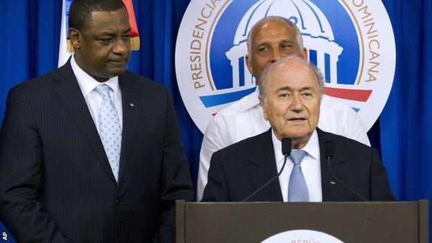 Jeffrey Webb (left) with Sepp Blatter