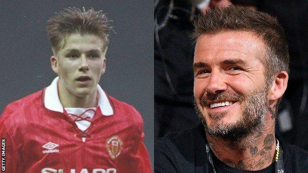 David Beckham in 1993 and 2018
