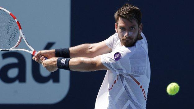 Cameron Norrie in action at the Miami Open