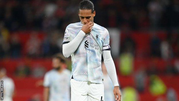 Virgil van Dijk looks disappointed after Liverpool lose at Manchester United