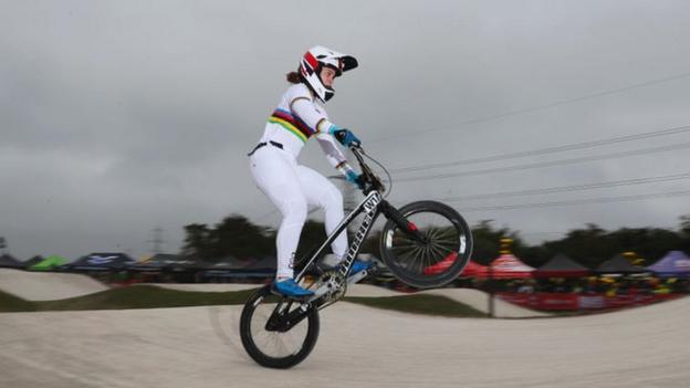 Bethany Shriever rides her BMX