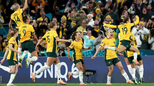 Steph Catley's second-half punishment  sparked chaotic  celebrations astatine  Stadium Australia