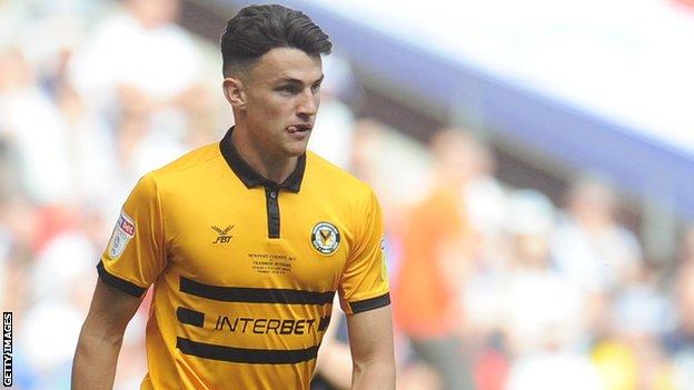 Regan Poole in action for Newport County