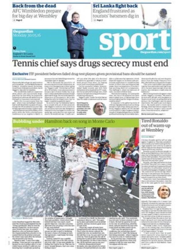 Guardian sports page